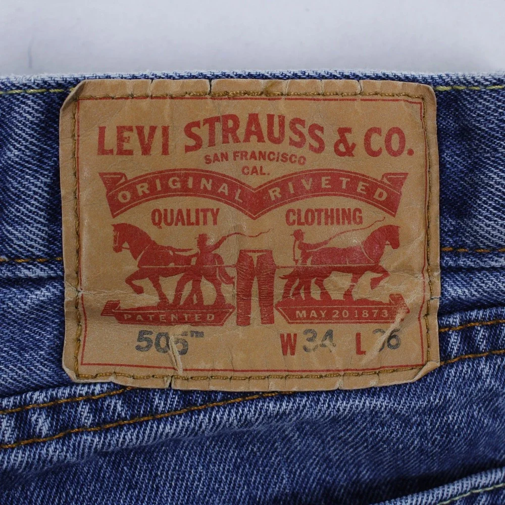 Levi's 505 Straight Fit Men's Blue Jeans Size W34 L36 Regular Fly Denim
